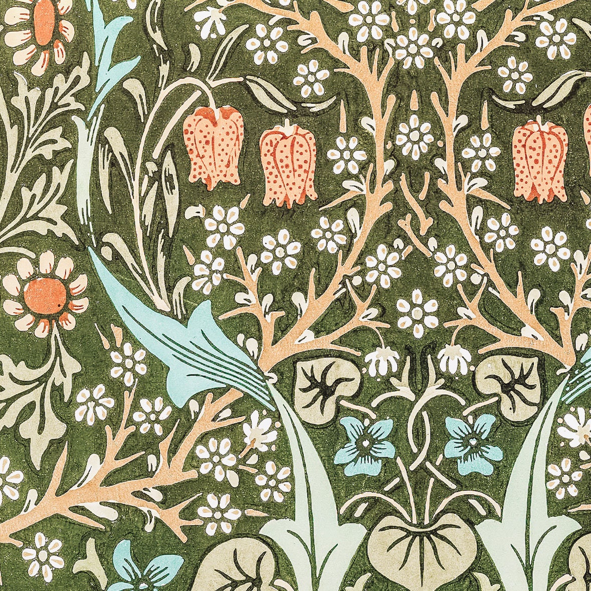 Vintage William Morris Style Botanical Tapestry: Textile Art Canvas ...