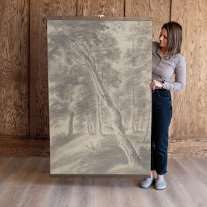 Vintage Charcoal Forest Art Print: Black and White Tapestry | 149
