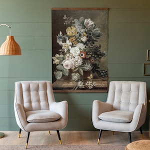 Botanical Wall Art Tapestry | Modern Still Life Art | Canvas Wall Art | Extra Large Wall Art | Tapestry Wall Hanging Vertical | 516
