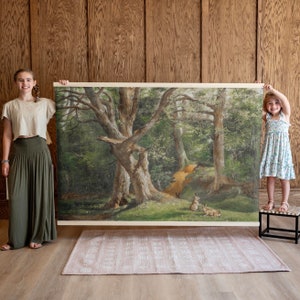 Cuadro mural de gran tamaño con motivos de naturaleza: Decoración infantil con temática de bosque / 593