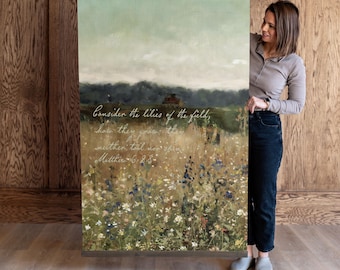 Consider The Lilies Matthew 6 28 | Christian Tapestry: Art Print on Cotton Canvas | 748
