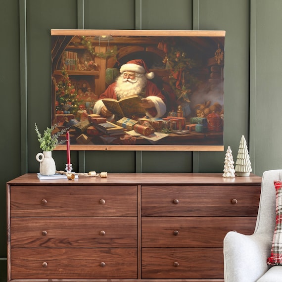 Vintage Santa Claus Canvas Wall Art: Christmas Decor Tapestry | 522