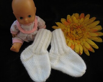 ganz weiche Alpaka Frühchen Socken, Babysocken, Alpakawolle, weiß, 0-2 Monate