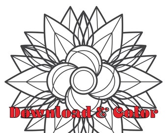 Mandala Magic Lotus Explosion Flower Sacred Meditation Color Line Drawing Illustration Coloring Page for Watercolor Colored Pencil