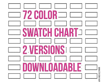 72 Color Blank Swatch Chart Template Download and Print for Colored Pencils, Markers