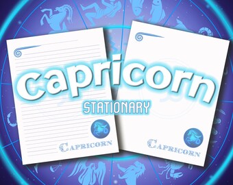 Capricorn Astrology Stationary Printable Zodiac Signs Custom Stationery Capricorn Astrological Sign Capricornus Goat Birth Sign