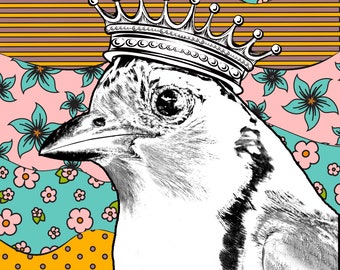 Animal Empire Magpie Jay Jay-Z Tropical Bird Grayscale Line Drawing Illustration Coloring Page for Watercolor Colored Pencil