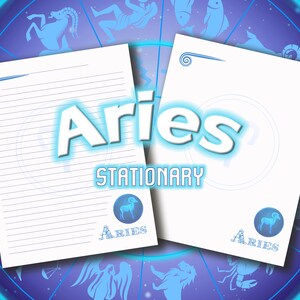 Aries Stationary Printable Zodiac Signs Custom Stationery Astrology Ram Astrological Sign Birth Sign