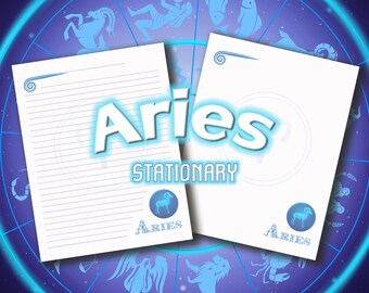 Aries Estacionario Imprimible Signos del Zodiaco Papelería Personalizada Astrología Ram Signo Astrológico Signo de Nacimiento