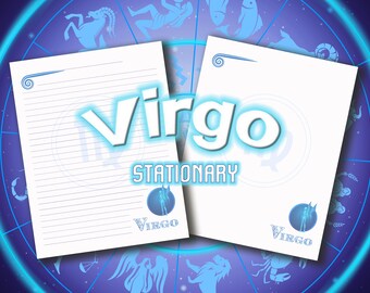 Virgo Astrology Stationary Printable Zodiac Signs Custom Stationery Virgo Astrological Sign Maiden Birth Sign August September Birth Sign