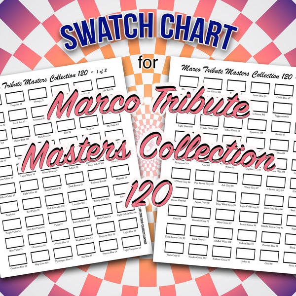 Marco Tribute 120 Buntstifte Set Swatch Chart Download und Druck für Marco Tribute Masters Collection 120 Buntstifte