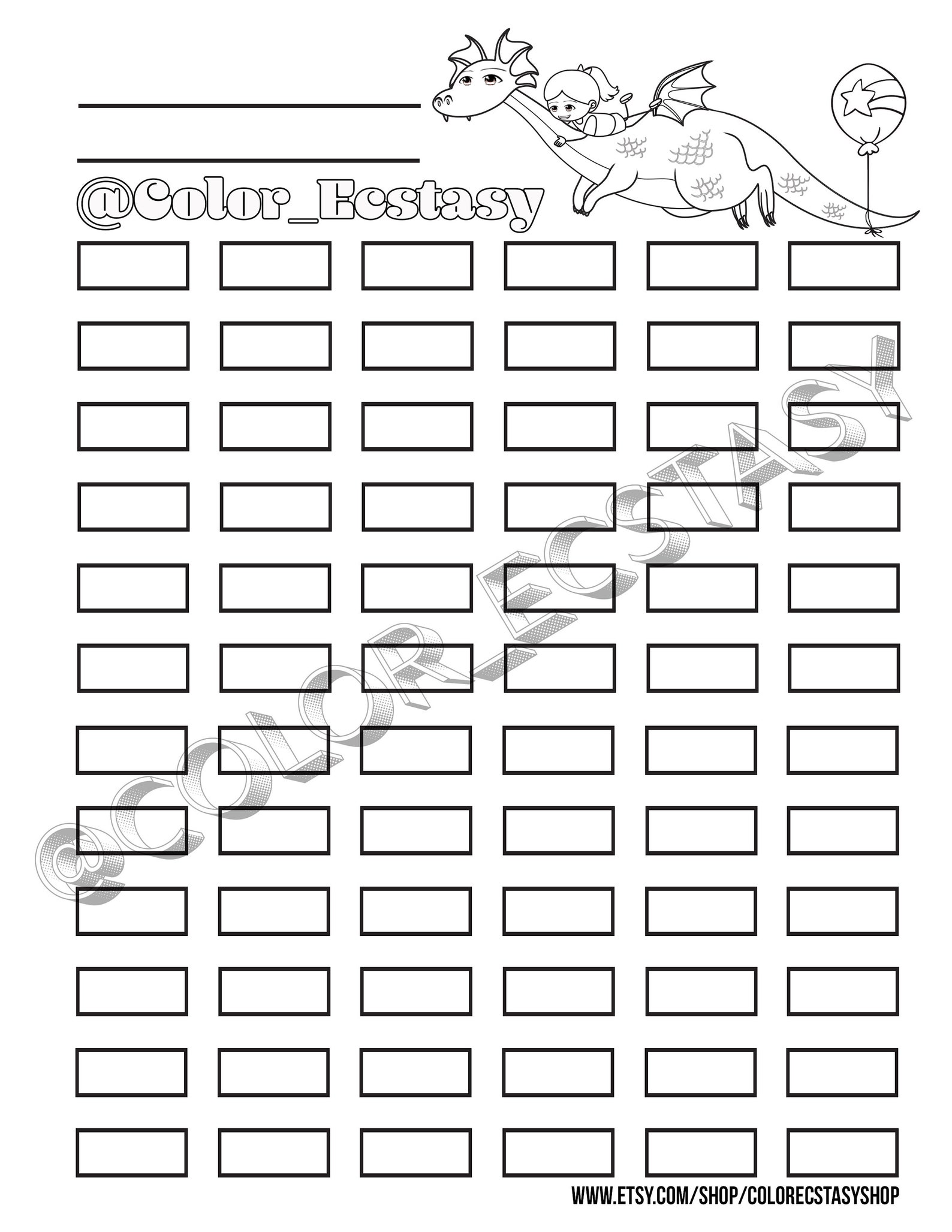 72 Color Blank Swatch Chart Template Download and Print for - Etsy UK