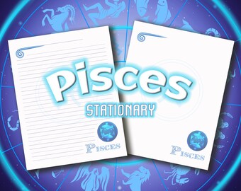 Pisces Astrology Zodiac Stationary Printable Zodiac Signs Custom Stationery Pisces Astrological Sign Fish Birth Sign February March