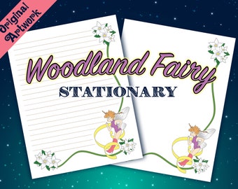 Original Artwork Woodland Fairy Journaling Stationary 2-Page Download for Notebook To-Do List Letter Writing Journal
