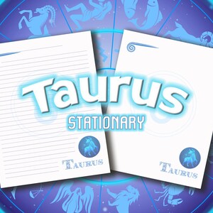 Taurus Astrology Zodiac Stationary Printable Zodiac Signs Custom Stationery Taurus Astrological Sign Bull Birth Sign April May Birth Sign