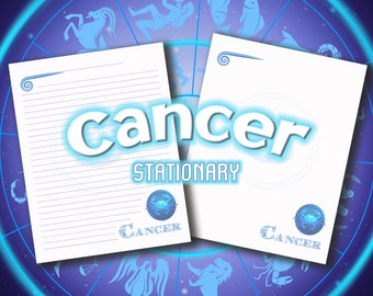 Cancer Birth Sign Zodiac Stationary Printable Zodiac Signs Custom Stationery Cancer Astrology Crab Paper Birth Sign Cancer Astrological Sign