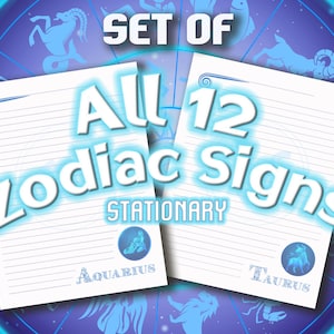 12 Zodiac Signs Astrology Stationary 26 Printable Zodiac Signs Custom Stationery Zodiac Wheel Astrological Constellations 12 Birth Signs