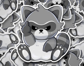 Rude Raccoon Vinyl Sticker | Cute Raccoon Sticker | Car Laptop Tablet Phone Journal Diary Suitcase Decal