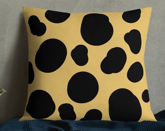 Black and Tan Spotted, Mid Century Modern, Minimal, Decorative Throw Pillow