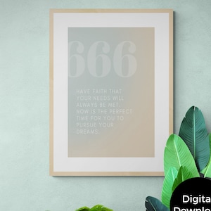 666 Angel Number Gradient Printable Poster Trendy Wall Art Print