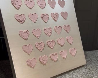 Custom Large Canvas Wall Art, Textured Hearts Dopamine Decor