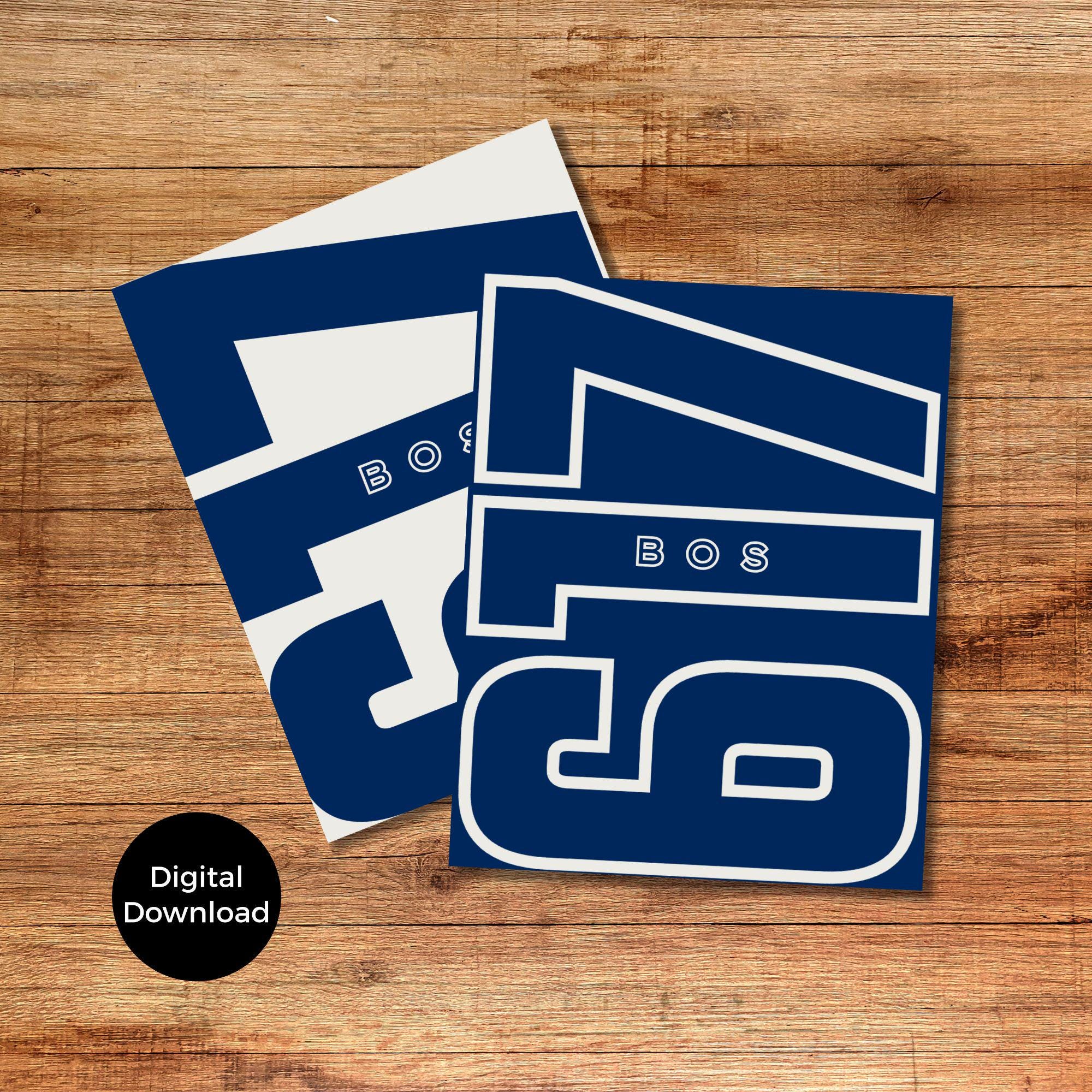Boston 617 Area Code Poster Set: Navy Blue and White (digital Download ...