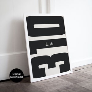 LA Minimalist 310 Wydrukowana sztuka ścienna do Airbnb lub akademika, prezent dla agenta nieruchomości na zakończenie umowy, plakat na nowe mieszkanie w Los Angeles, prezent na parapetówkę