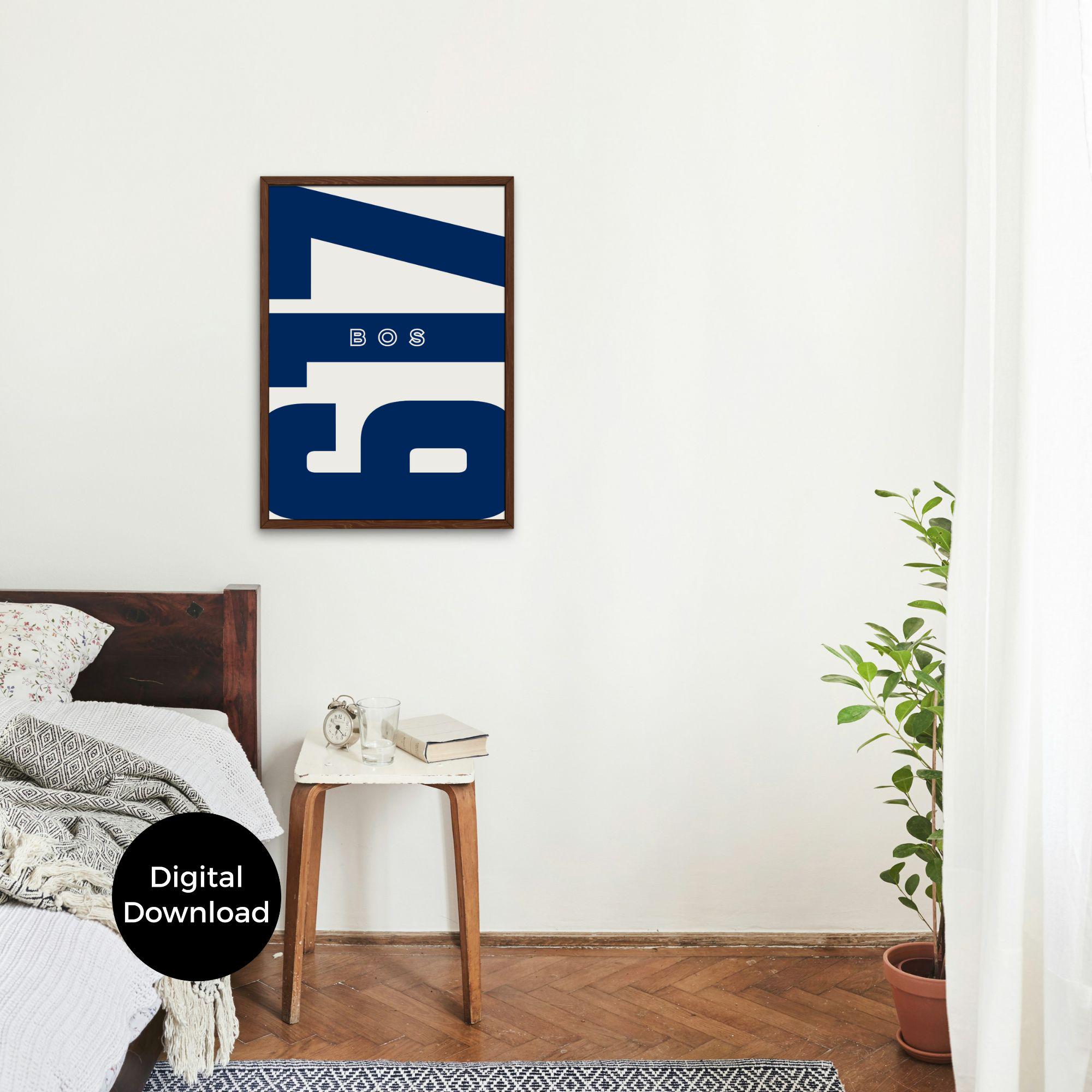 Boston 617 Area Code Poster Set: Navy Blue and White (digital Download ...