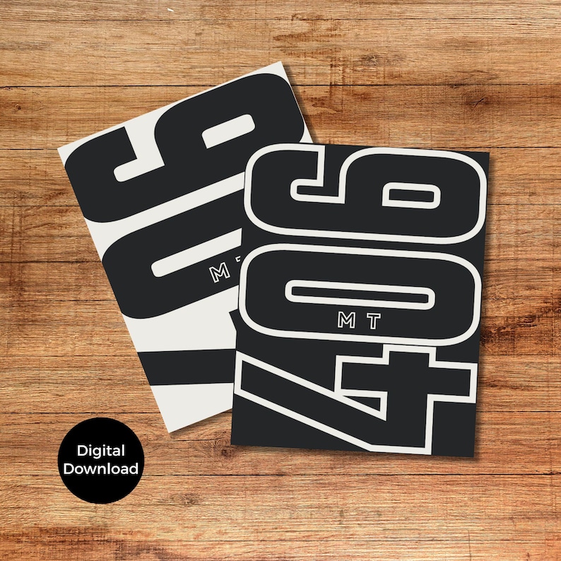 Montana Area Code 406 Poster Set: Big Sky Country Wall Art (digital ...