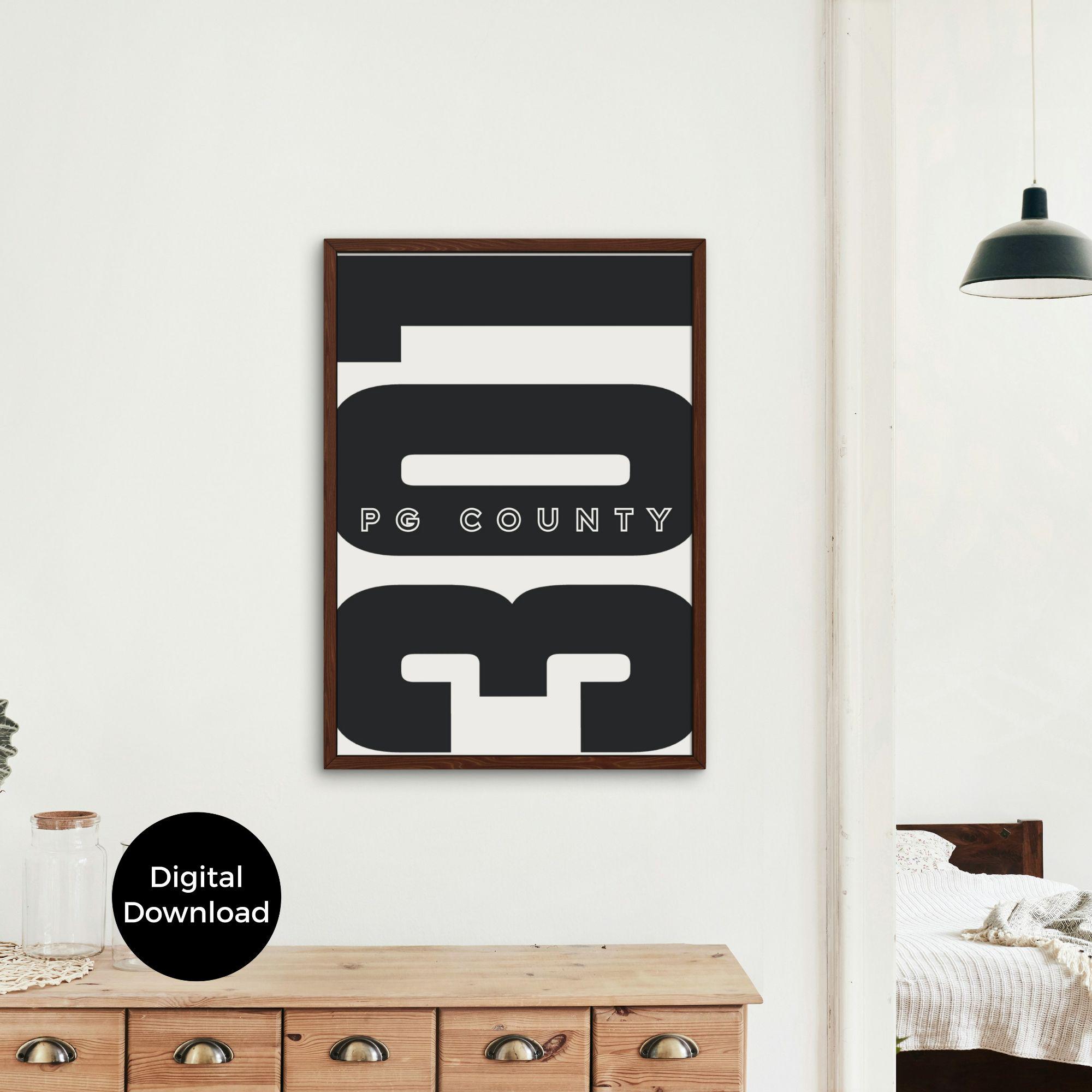 Maryland Area Code 301 Poster Set: Black and White Dorm Decor (digital ...