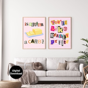 Mean Girls, Burn Book, Dorm Decor for College Girls, Best Friend Gift, You&#39;re Like Really Pretty, Is Butter a Carb, Printable Wall Art