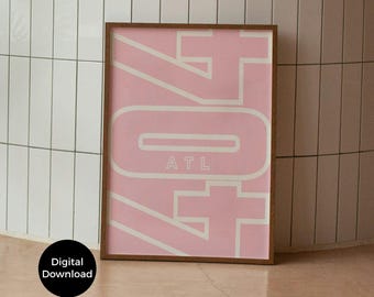 Pink Atlanta 404 Area Code Poster Set (Digital Download)