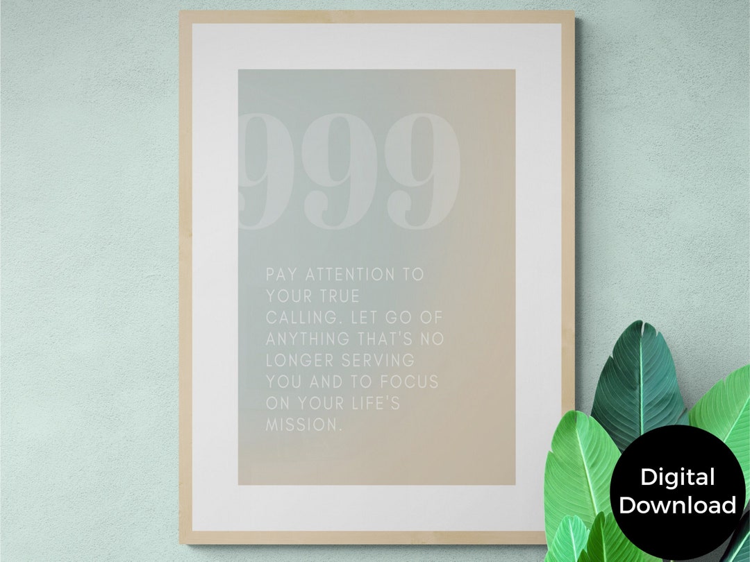 999 Angel Number Gradient Printable Poster Trendy Wall Art Print - Etsy