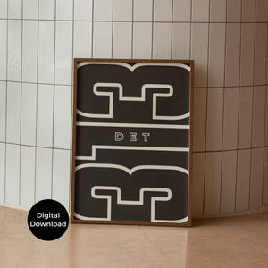 Czarno-biała 313 Detroit Wall Art, Detroit Realtor Closing Gift, 2 Piece, New Apartment Gift Printable Wall Art, prezent na parapetówkę