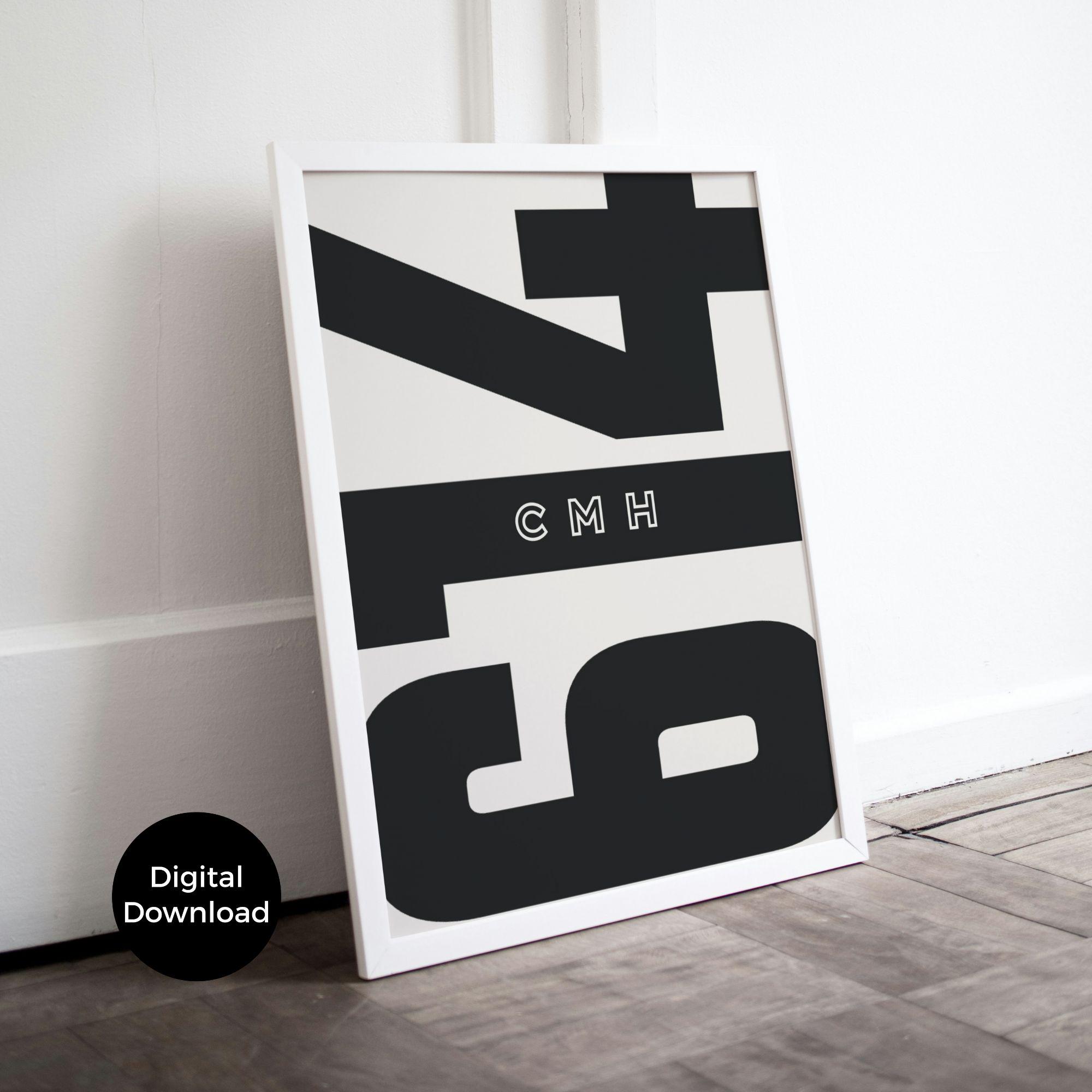 614 Area Code Example Columbus Ohio Area Code 614 Poster Set: Black and White Dorm Decor ...
