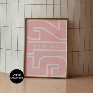 Pink San Marcos Bar Cart Poster Set: Texas Area Code 512 Dorm Decor Art (Digital Download)