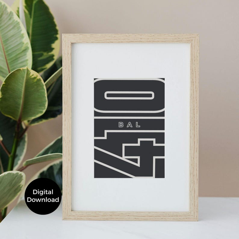 Baltimore Area Code 410 Poster Set: Modern Wall Art (digital Download ...
