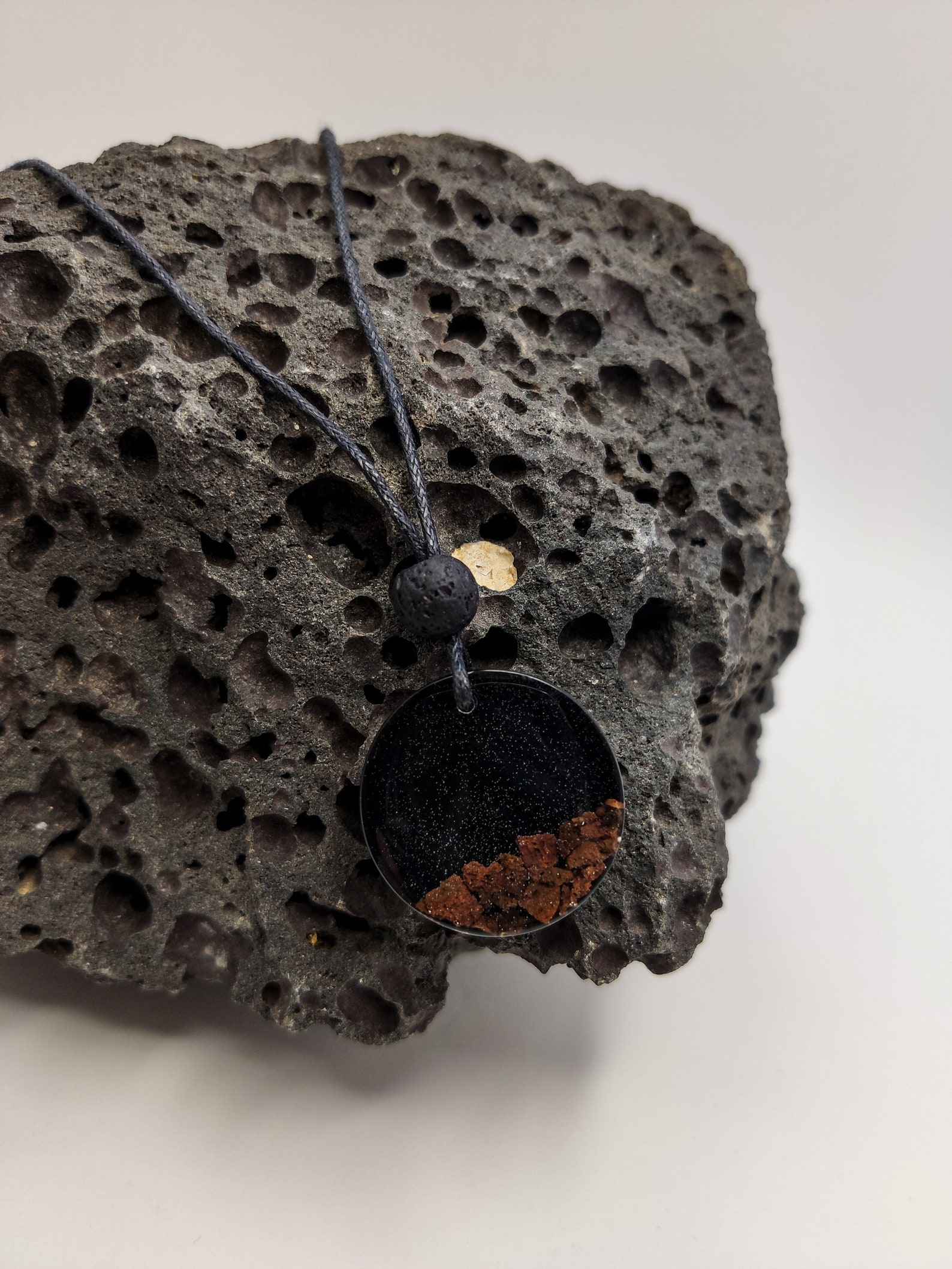 Lava Necklace, Black or White Lava Necklace With Resin Pendant With ...