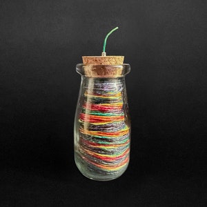 Limited Edition &quot;Colored Wick Series&quot; Rainbow Hemp Wick Round Glass Bottle Hemp Wick Dispenser (Medium)