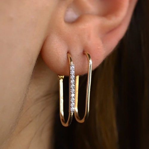 0.20TCW Real Round Cut Diamond Hoop Earring In 14k White Gold 0.20TCW Real Round Cut Diamond Hoop Earring In 14k White Gold