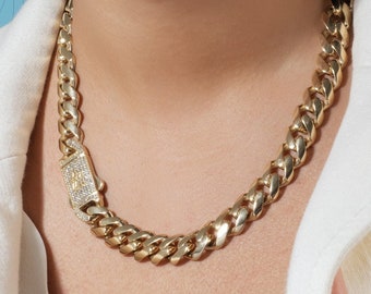 14k Solid Gold Miami Cuban Link Chain 