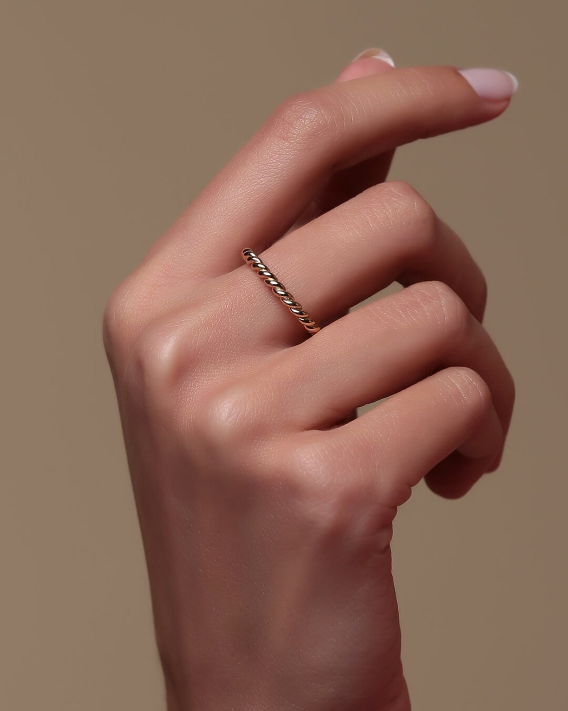 14k Gold Rope Braid Pattern Ring 14k Gold Stackable Knot Etsy