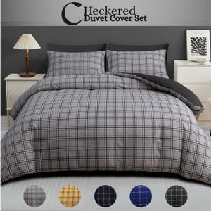 Checkered Duvet Cover Set: Reversible, Hypoallergenic