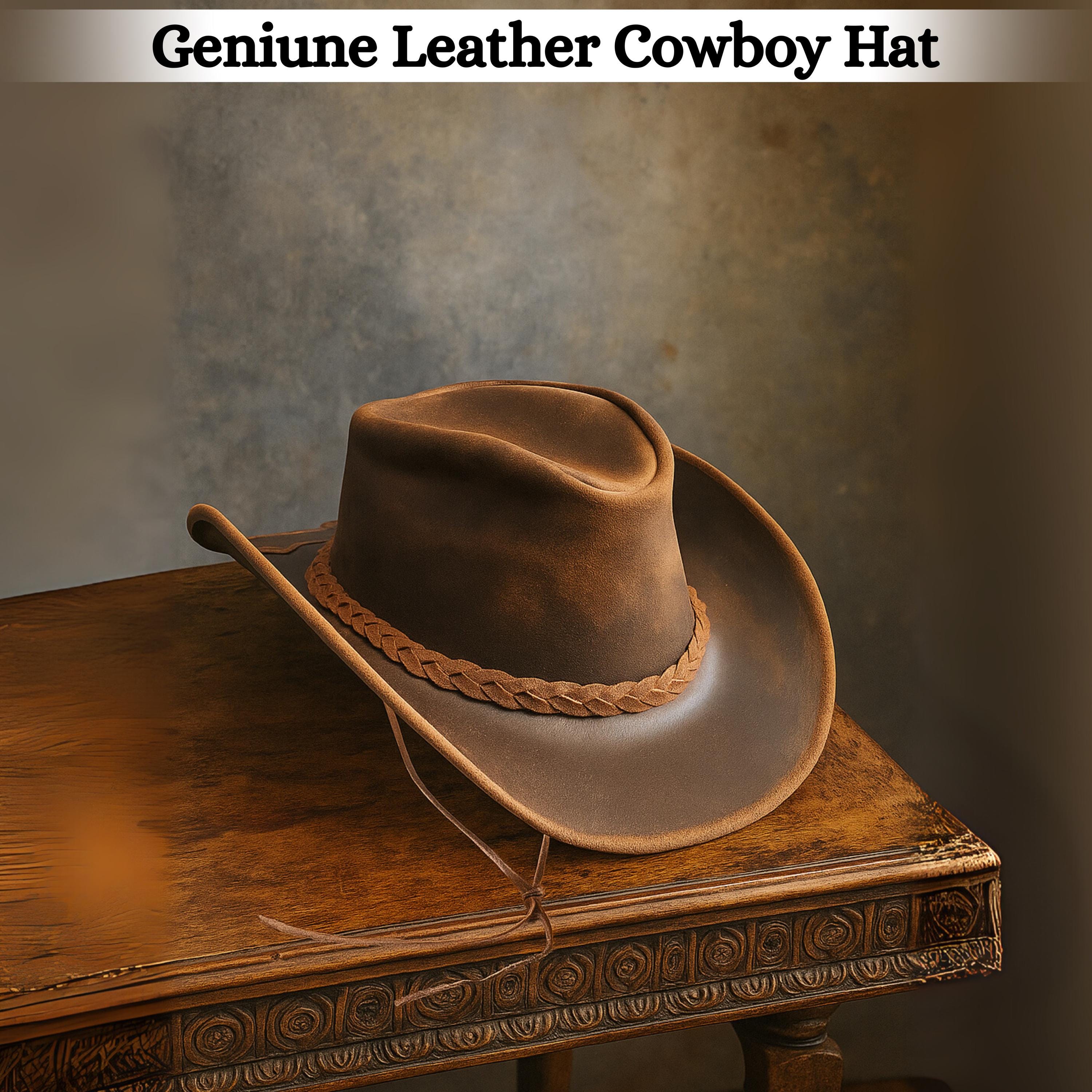 100% Real Leather Cowboy Hat: Wide Brim, High Crown  display picture 1