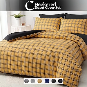 Checkered Microfibre Duvet Cover Set: King, Double, Single Sizes