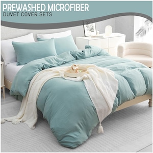 Pre-Washed Microfibre Duvet Cover Set: Hypoallergenic Bedding with Zipper