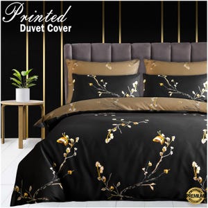 Floral Duvet Cover Set: Brushed Microfibre Bedding - Hypoallergenic
