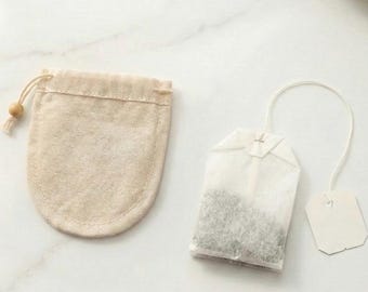 Organic Cotton Reusable Tea Bag - Zero Waste Loose Leaf Strainer