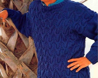 Men's / Women's Horseshoe Cable Knit Sweater Vintage Knitting Pattern – Digital PDF Download