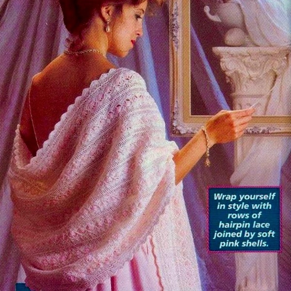 Patrón de crochet para chal rosa: elegante chal texturizado de 57 x 175 cm (descarga digital en PDF)